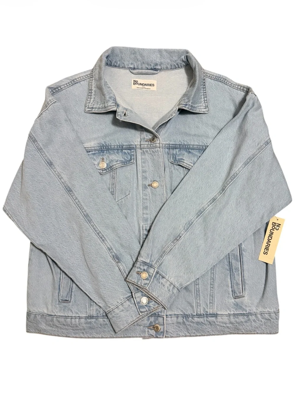 NO BOUNDARIES Super Light Wash Oversized Cotton Denim Jacket NWT